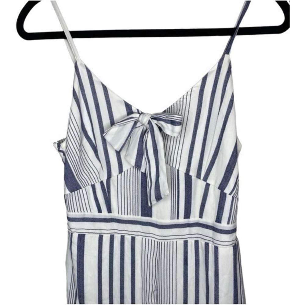 Japna White/Blue Crop Jumpsuit Wide Leg Elastic Back